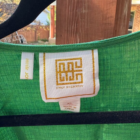 Kelly Green Linen  Emily McCarthy Wrap Dress Size XL - Picture 2 of 2